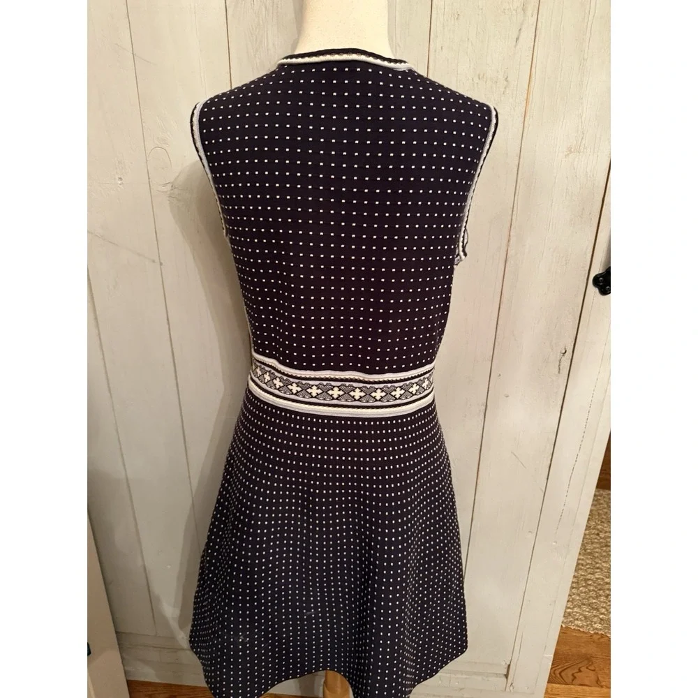 TORY‎ BURCH Navy Mini Geo Sleeveless Knit Sweater A-line Dress Sz XL $395 F17